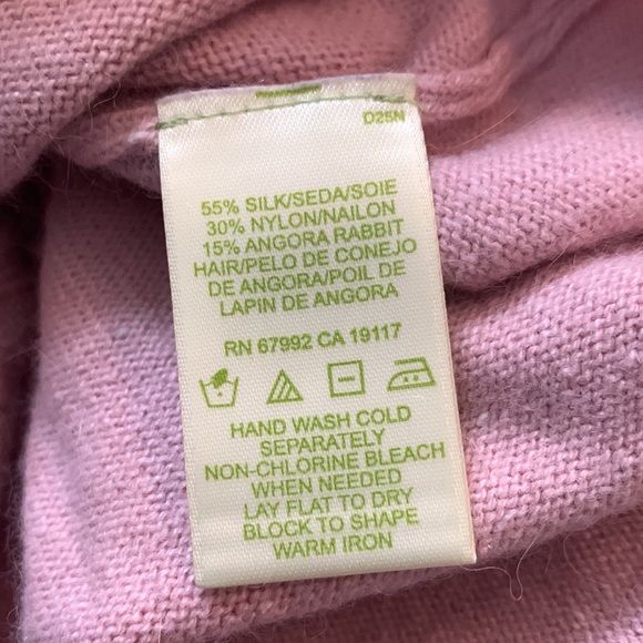 2/$12 deal! Sigrid Olsen pink cardigan button sweater silk angora rabbit blend. - Picture 6 of 6